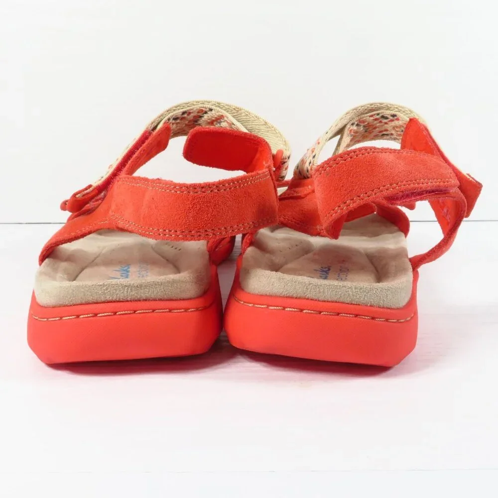 Clarks Collection Adjustable Suede Sandals Amanda Sprint Coral Pink Women's 10 W - Picture 9 of 12